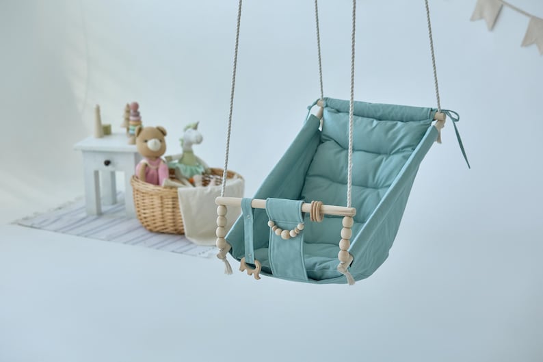 DreamDen™ Wooden Toddler Swing – Handcrafted Natural Wood Baby Swing for Safe, Joyful Playtime