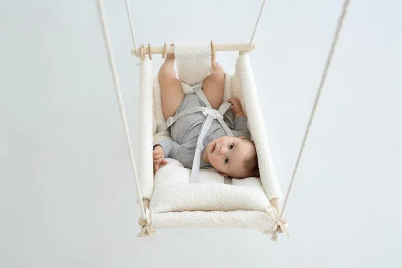 DreamDen™ Wooden Toddler Swing – Handcrafted Natural Wood Baby Swing for Safe, Joyful Playtime