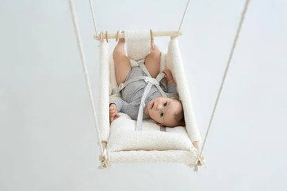 DreamDen™ Wooden Toddler Swing – Handcrafted Natural Wood Baby Swing for Safe, Joyful Playtime