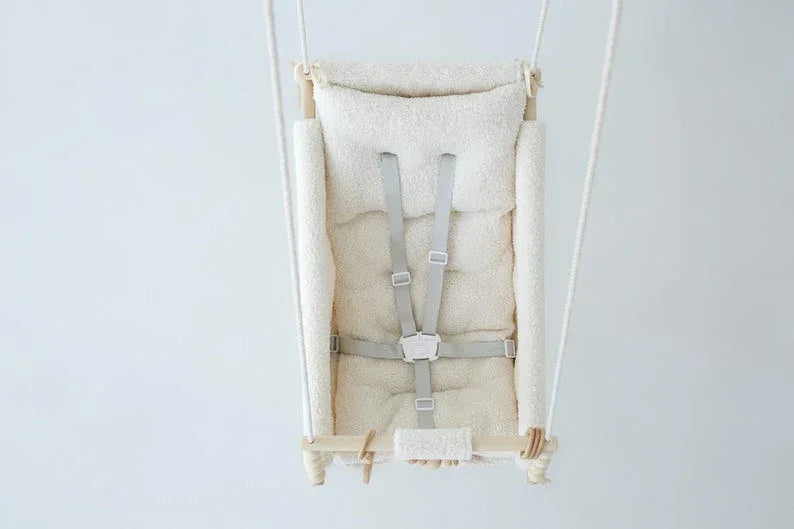 DreamDen™ Wooden Toddler Swing – Handcrafted Natural Wood Baby Swing for Safe, Joyful Playtime