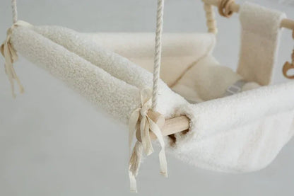 DreamDen™ Wooden Toddler Swing – Handcrafted Natural Wood Baby Swing for Safe, Joyful Playtime