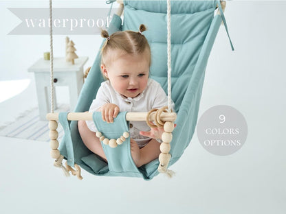 DreamDen™ Wooden Toddler Swing – Handcrafted Natural Wood Baby Swing for Safe, Joyful Playtime