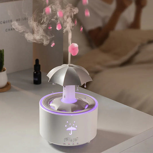 UmbrellaRain™ Ultrasonic Raindrop Aromatherapy Diffuser – Relaxing Humidifier with 7-Color Glow & Essential Oil Mist