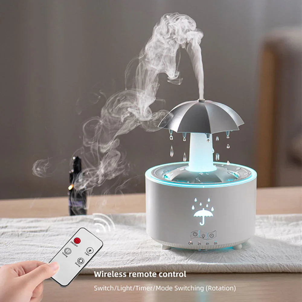 UmbrellaRain™ Ultrasonic Raindrop Aromatherapy Diffuser – Relaxing Humidifier with 7-Color Glow & Essential Oil Mist